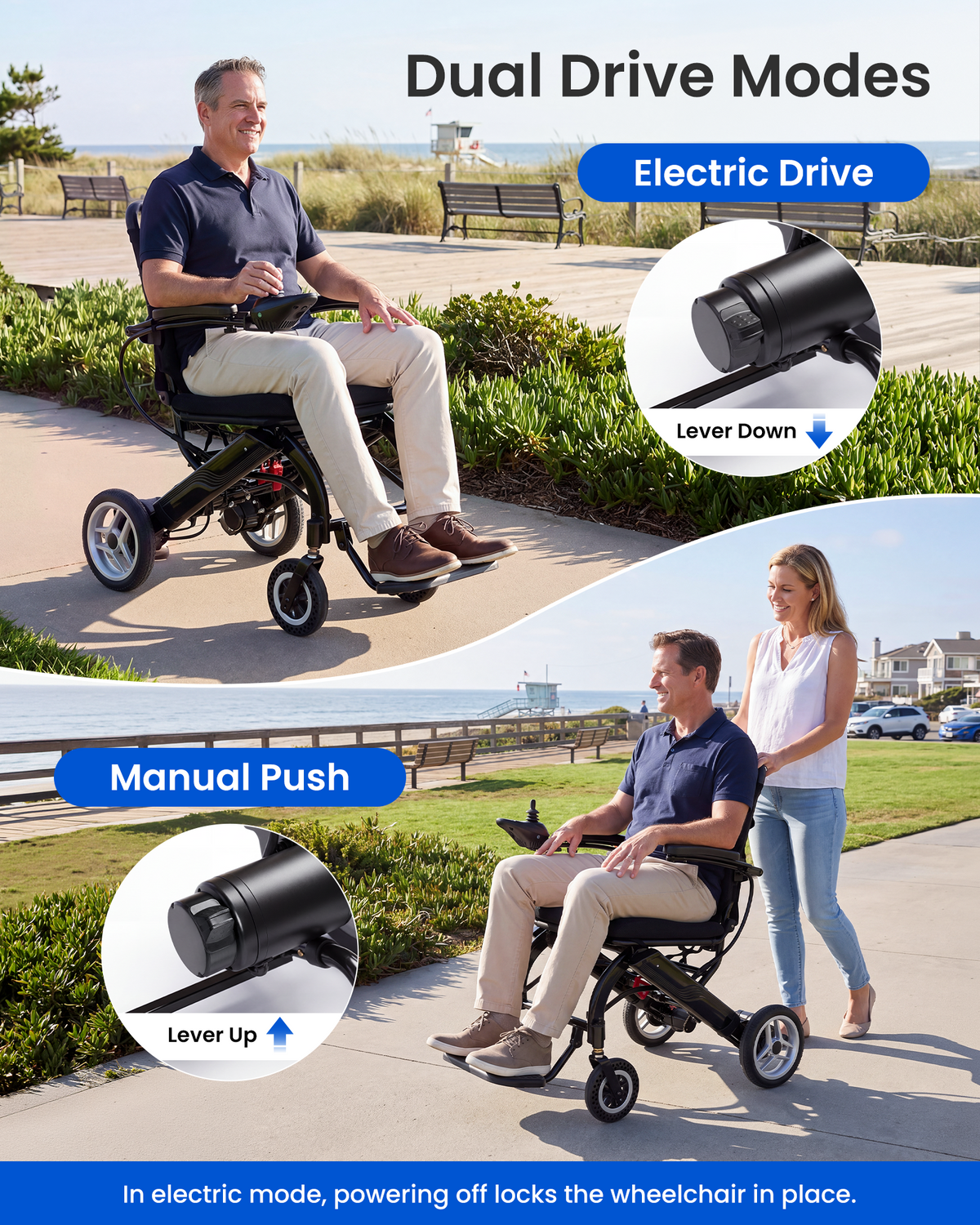 Silla de ruedas eléctrica plegable ultraligera de 15 kg para adultos - EW5004-D10 | TIVARO