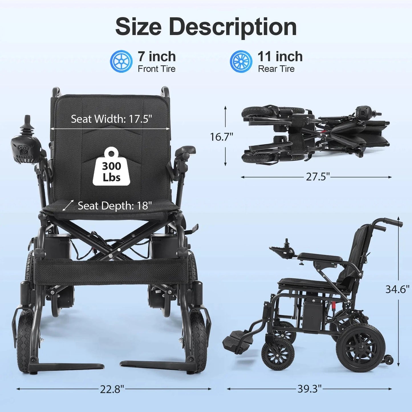 Tivaro EW1001 Foldable Electric Wheelchair - Tivaro