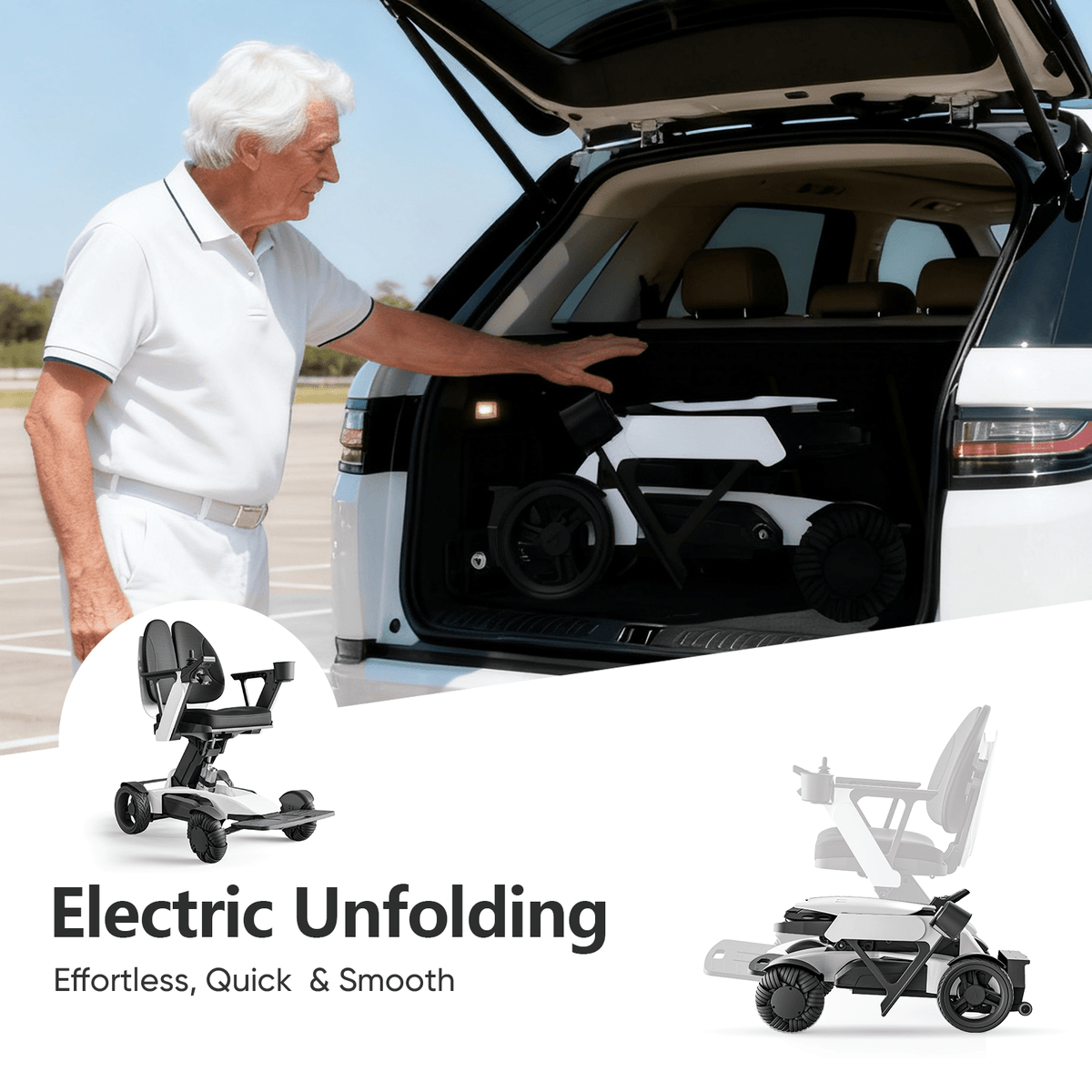 Tivaro EW8001 Pro Electric Wheelchair - White - Tivaro