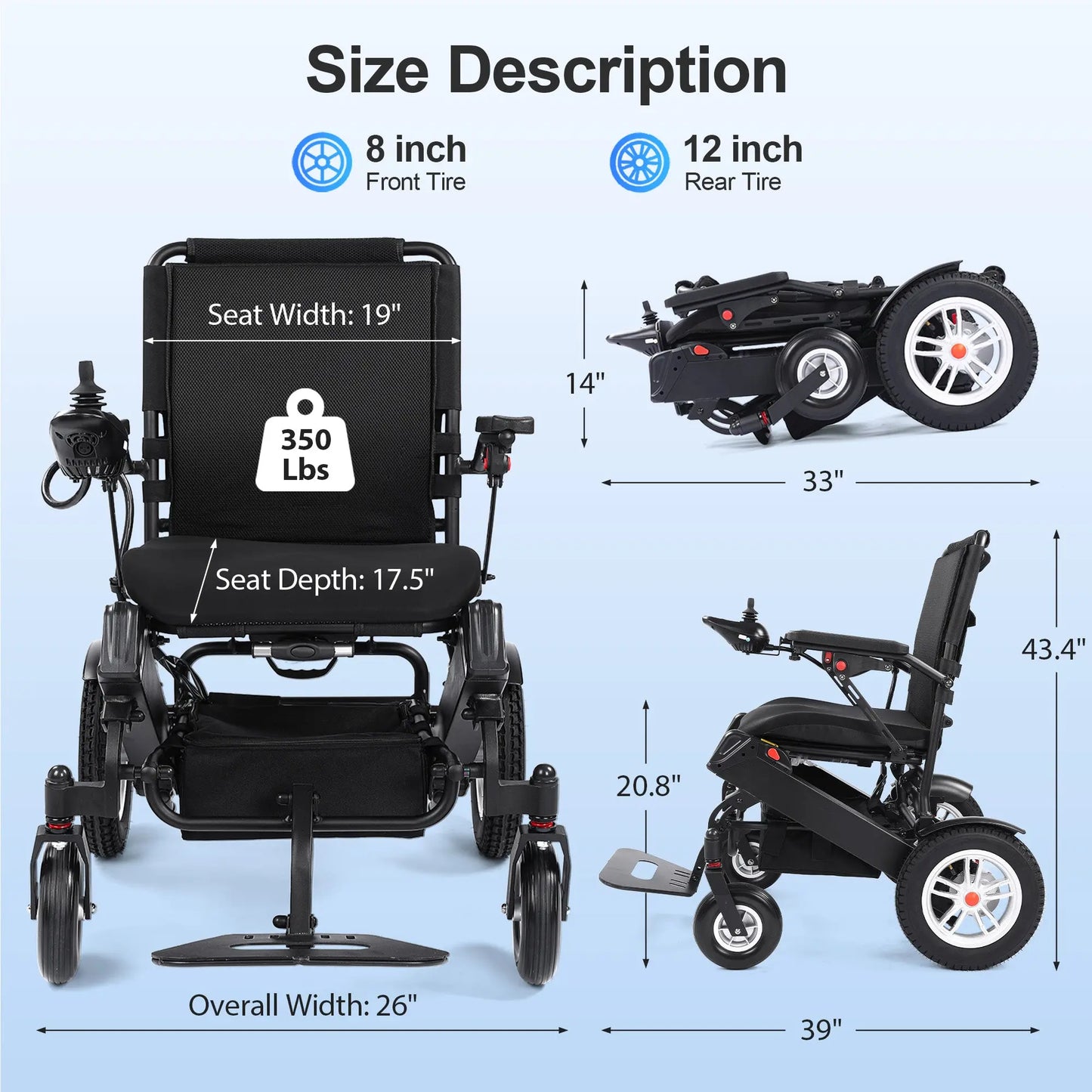 30 Miles Longest Range Electric Wheelchair EW5001 Tivaro