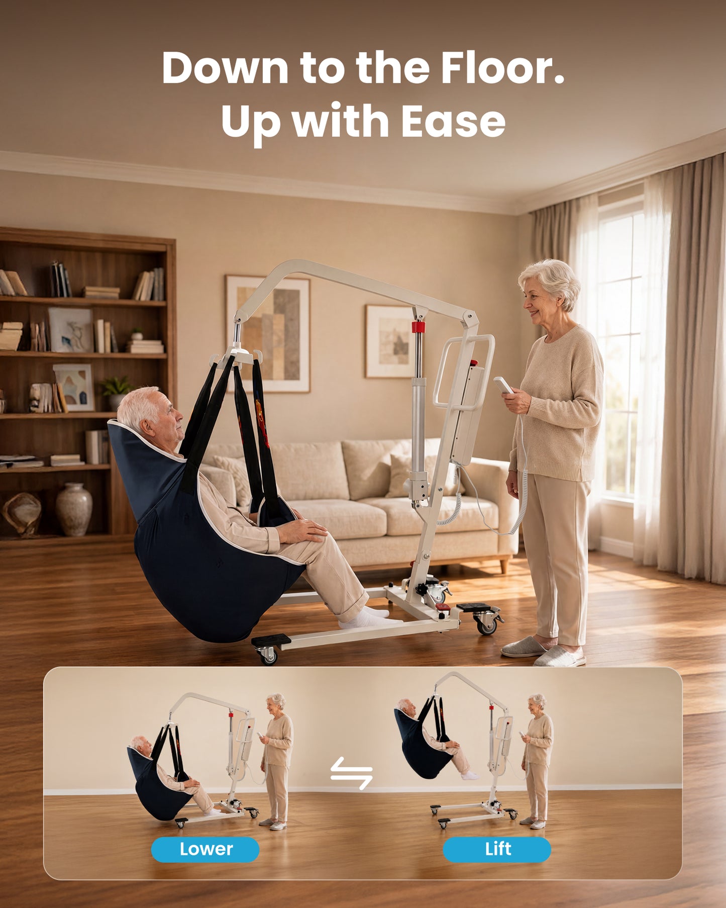 Household electric patient lift device