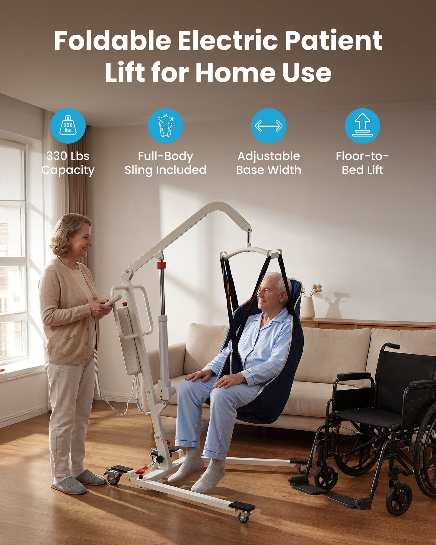 Household electric patient lift device