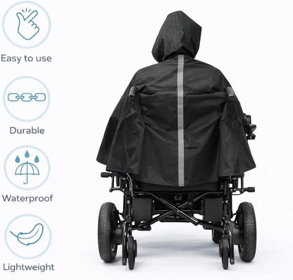 Tivaro wheelchair rain cape and raincoat, a raincoat that provides comprehensive waterproof protection for wheelchair users.