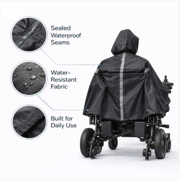 Tivaro wheelchair rain cape and raincoat, a raincoat that provides comprehensive waterproof protection for wheelchair users.