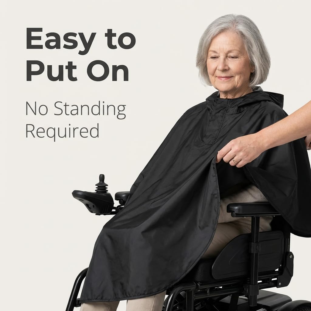 Tivaro wheelchair rain cape and raincoat, a raincoat that provides comprehensive waterproof protection for wheelchair users.