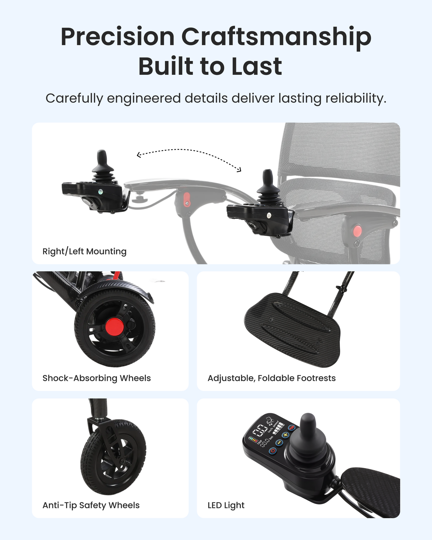 Tivaro 26 lb Ultra-Lightweight Foldable Carbon Fiber Electric Wheelchair（Pre-order: Arrives September 14））