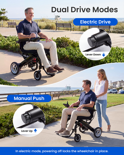 Silla de ruedas eléctrica plegable ultraligera de 15 kg para adultos - EW5004-D10 | TIVARO