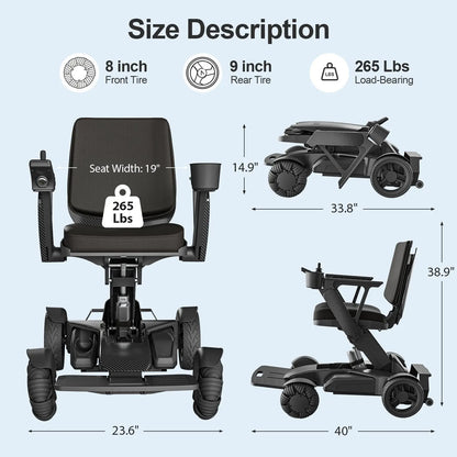 Intelligent Electric Wheelchair for Adults EW8001 Normal-Black Tivaro
