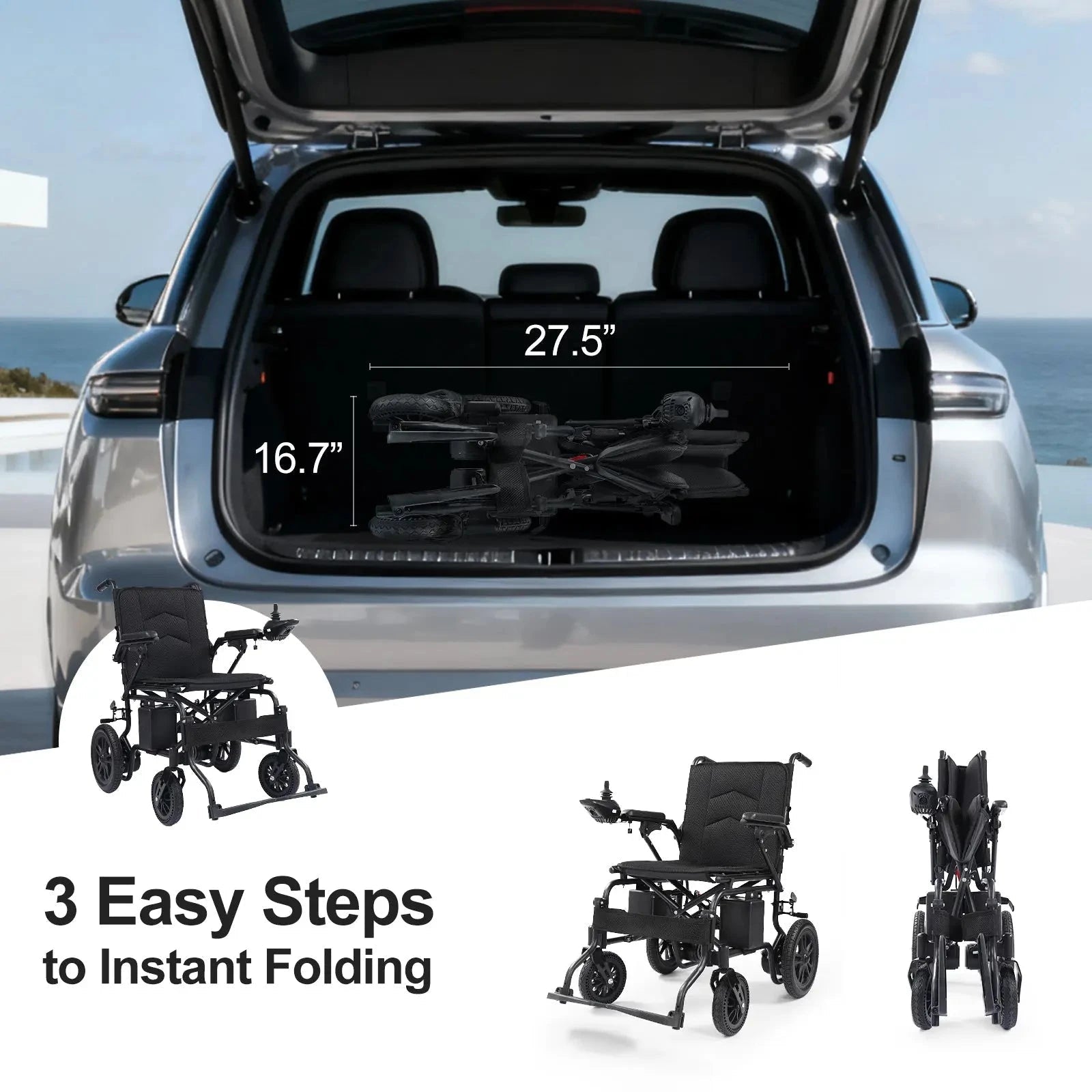 Tivaro EW1001 Foldable Electric Wheelchair - Tivaro