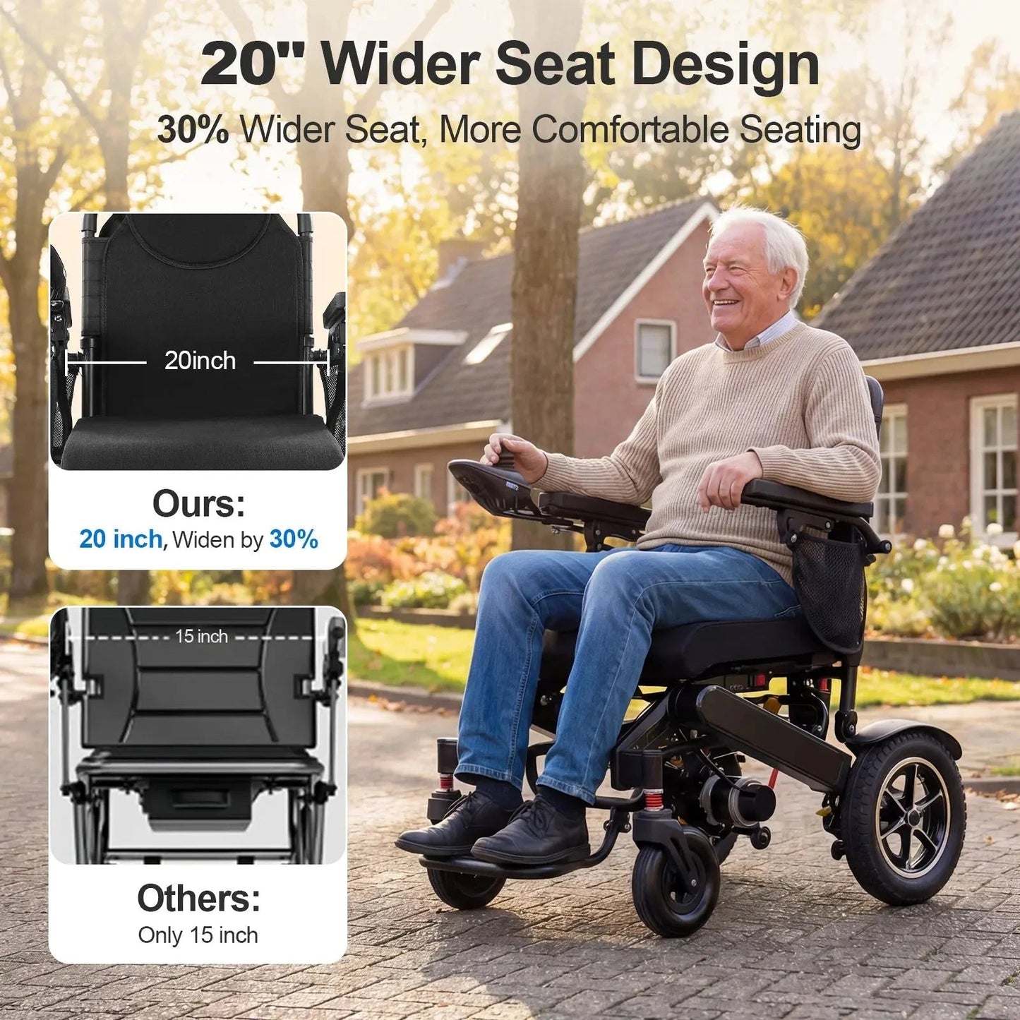 Tivaro EW5003 Foldable Electric Wheelchair - 35-Mile Range - Tivaro