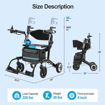 Tivaro EW6001 4-in-1 Electric Wheelchair and Rollator Walker - Tivaro