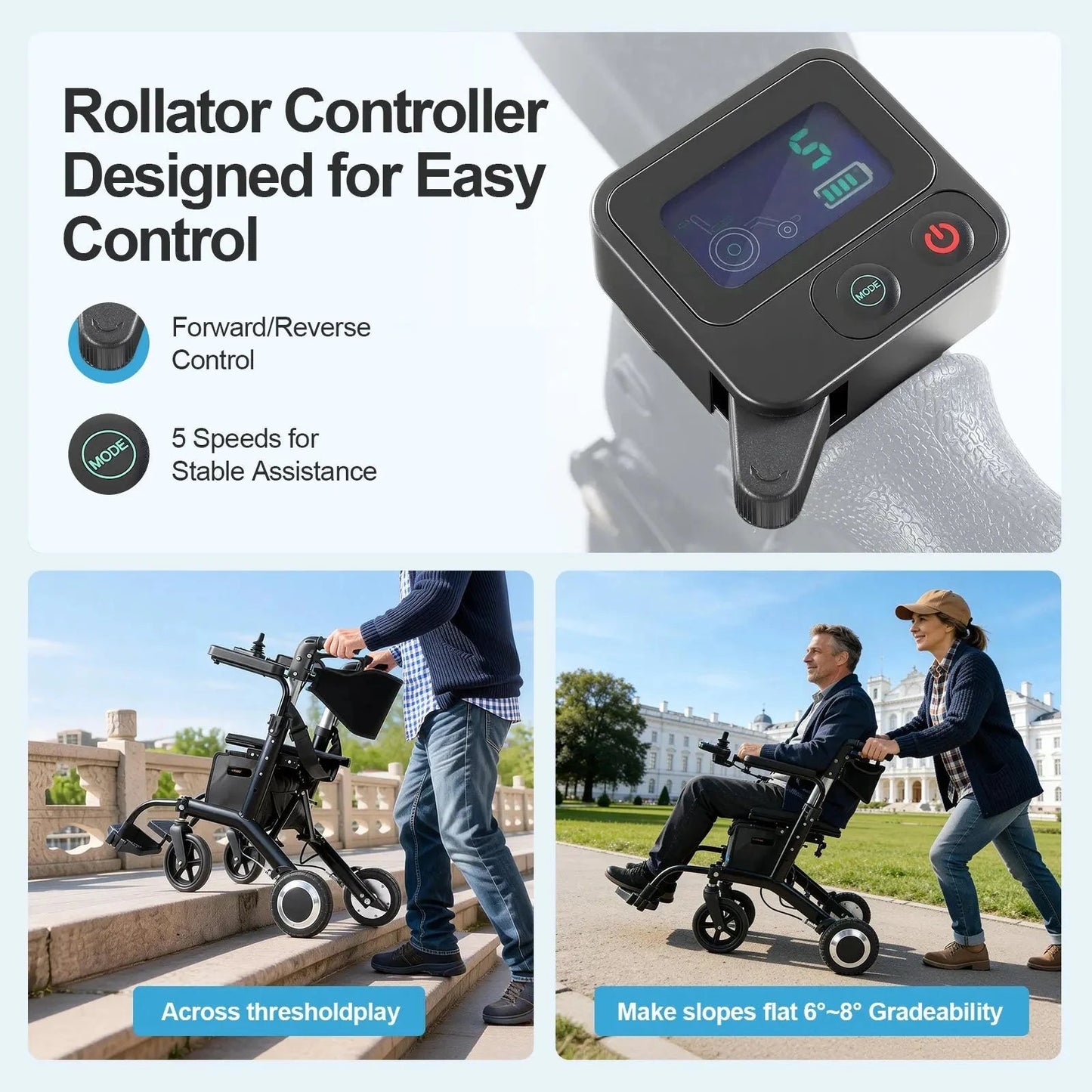 Tivaro EW6001 4-in-1 Electric Wheelchair and Rollator Walker - Tivaro