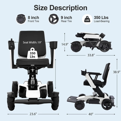 Tivaro EW8001 Foldable Electric Wheelchair with Remote Control - Tivaro