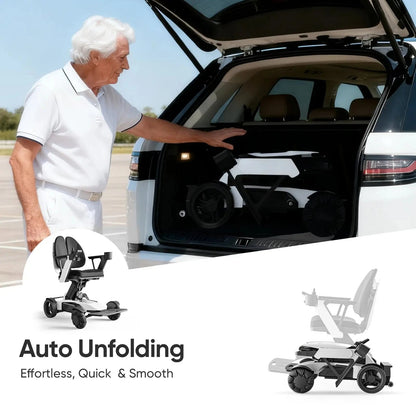 Tivaro EW8001 Pro 3D Wing Foldable Electric Wheelchair - White - Tivaro