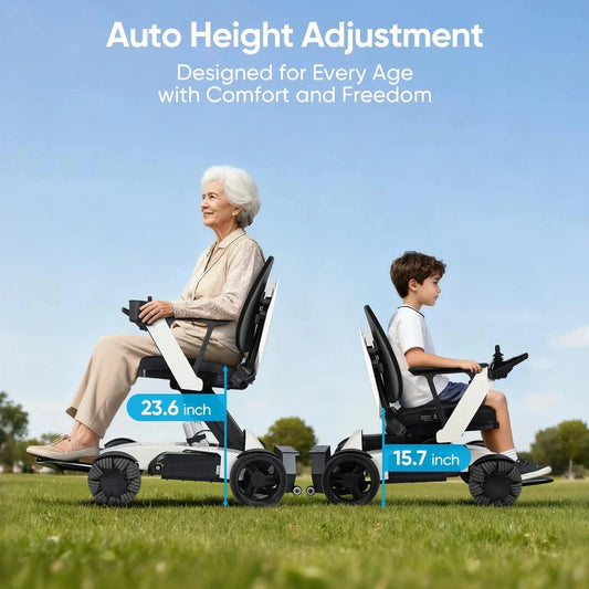 Tivaro EW8001 Pro 3D Wing Foldable Electric Wheelchair - White - Tivaro