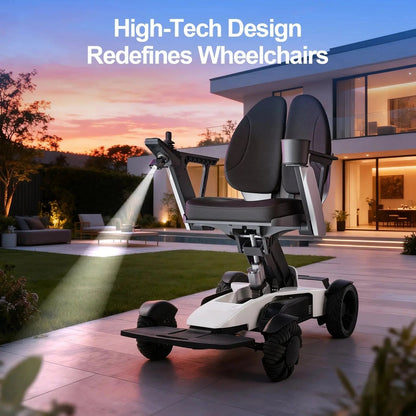 Tivaro EW8001 Pro 3D Wing Foldable Electric Wheelchair - White - Tivaro