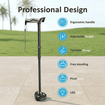 Tivaro WC6001 Freestanding LED Cane: Stable, Foldable, and Supports Up to 350 lbs - Tivaro