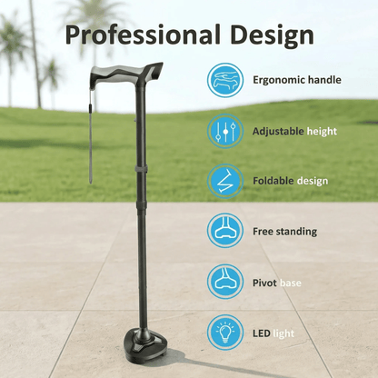 Tivaro WC6001 Freestanding LED Cane: Stable, Foldable, and Supports Up to 350 lbs - Tivaro
